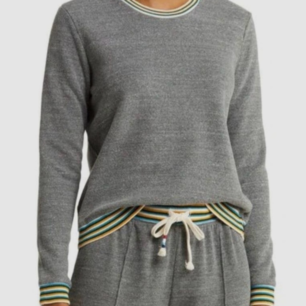 Sol Angeles Gray Sweater with Multicolor Stripes